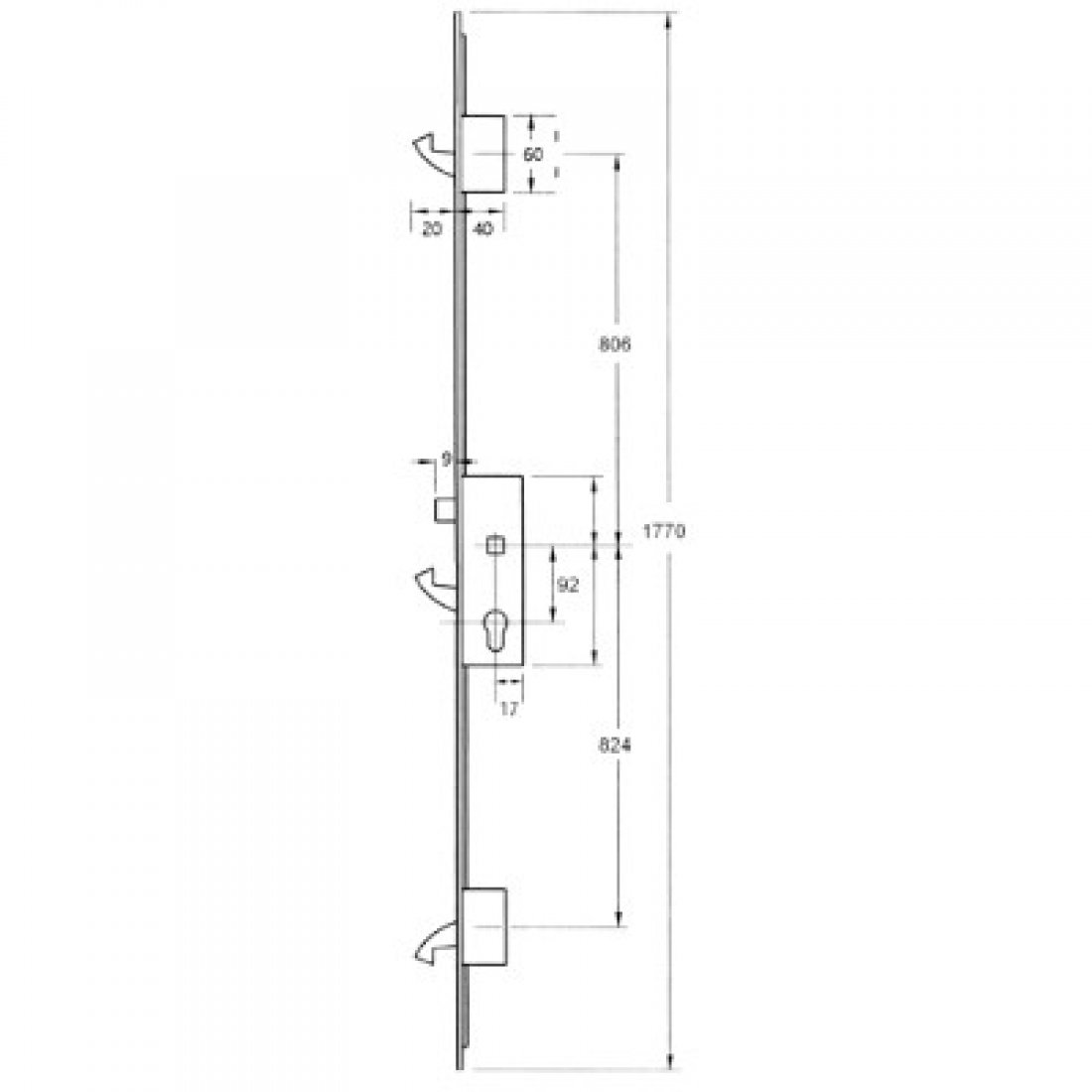 Yale YS170 20mm Radius 3 Hook Multipoint Lock To Suit IG Doors